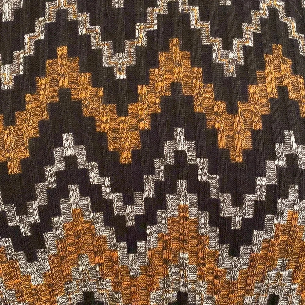 Tacera Black Orange Grey Chevron Print SZ 1X Retro Contemporary Mod Casual Dress